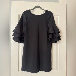 Zara Black Long Sleeve Dress with Ruffles